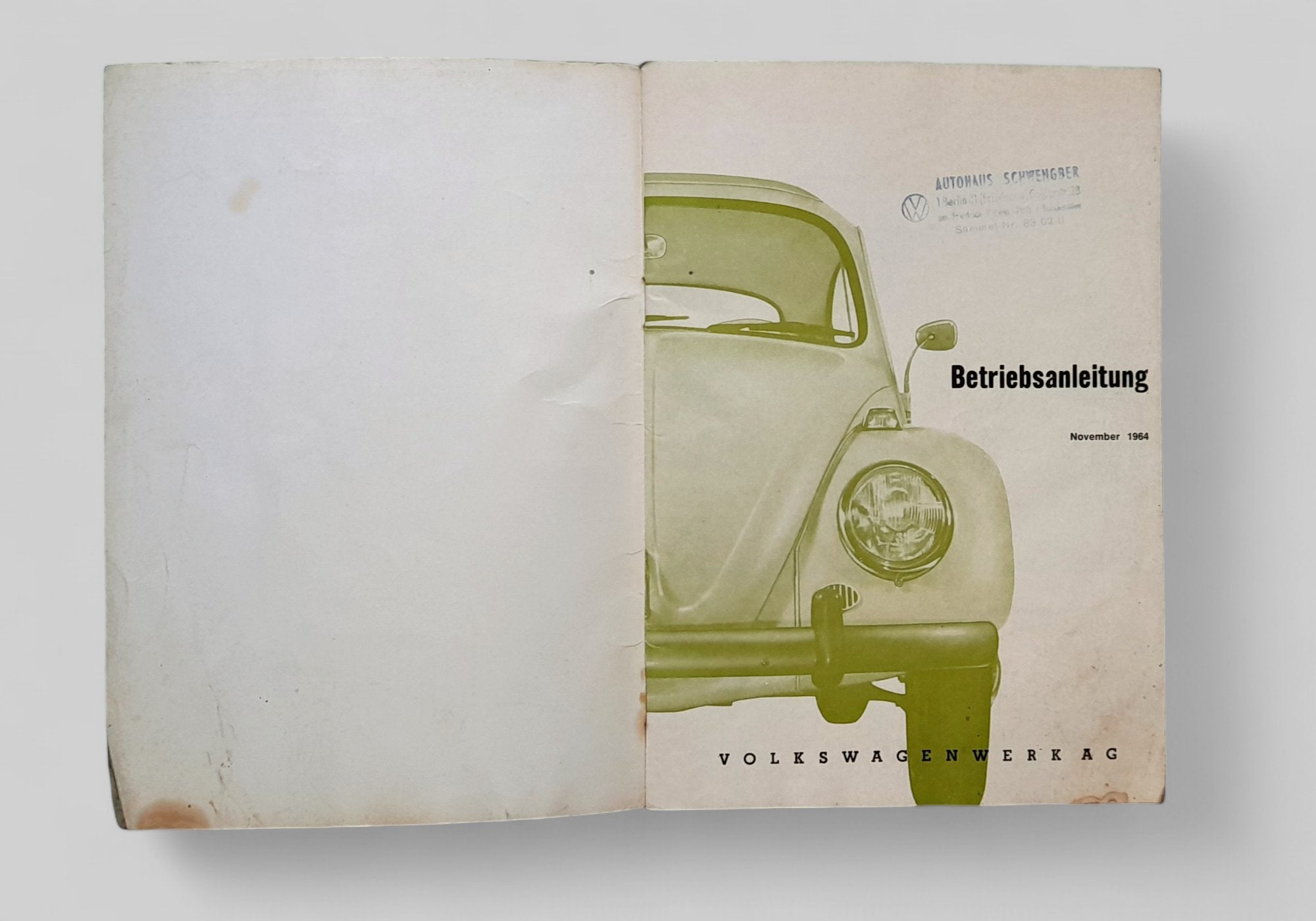 Betriebsanleitung f. Käfer 1200 A, November 1964 - Peter Ebeling Ersatzteile
