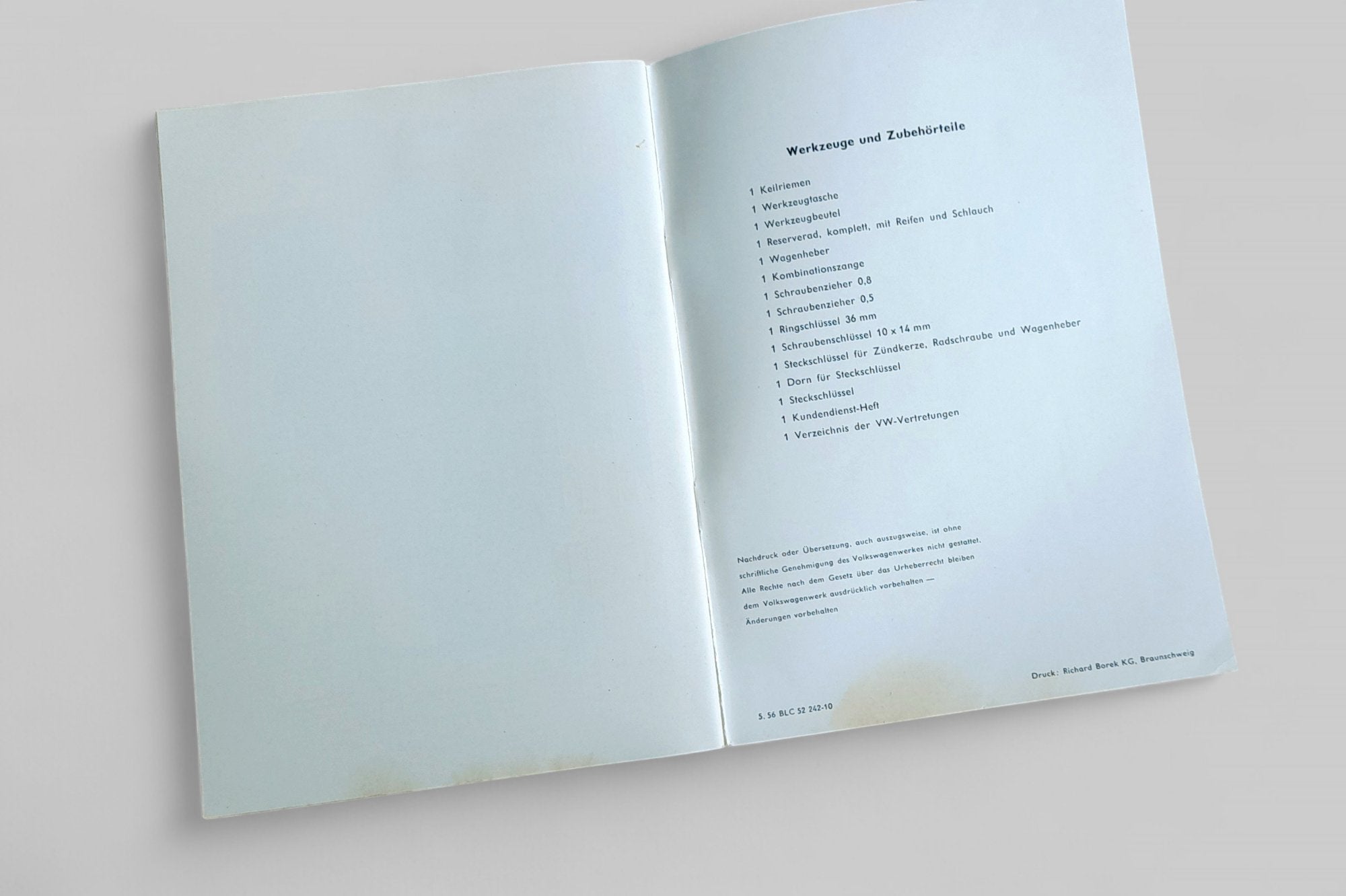 Betriebsanleitung f. Käfer Juni '52 - Peter Ebeling Ersatzteile